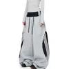 Comercio Transfronterizo Patchwork Jazz Hip-Hop Retro Pantalones Deportivos de Dos Piezas Falsas para Hombre Estilo Americano Doble Cintura Rayados de Pierna Ancha para Mujer