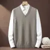 Colete Tricotado de Inverno 2026 Comércio Exterior Transfronteiriço Suéter Masculino Colete Masculino para Homens de Meia-Idade Suéter de Lã em Camadas para Homens