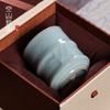 Taza de té pequeña de bambú creativa de celadón de Longquan Xinyu de montaña vacía, taza de té de cerámica para el hogar con logotipo