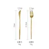 Estilo Portugués 304 Oro Espejo Cubiertos para Comida Occidental Cuchillo y Tenedor para Bistec Tenedor y Cuchara de Postre Cuchara de Café Palillos