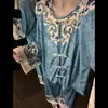 Pijama Retro Floral de Terciopelo Estilo Nacional para Mujer, Nuevo Conjunto de Ropa para el Hogar Cómodo y Agradable al Tacto de Talla Grande para Otoño e Invierno que se Puede Usar Afuera