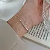 Pulsera Doble de Cuentas Pequeñas para Mujer, Simple, Moderna y Versátil, Pulsera Apilada de Plata S925, Dulce y Cool, Tendencia de Pulsera Personalizada