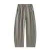 2026 Novos Calças Casuais Masculinas em Lyocell Tencel de Cintura Alta Soltas de Perna Larga Retas Estilo Japonês Preguiçoso Versátil Calças Longas