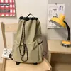 Bolso cubo con cordón de tela de nailon estilo coreano nuevo para mujer, mochila de viaje versátil, mochila escolar de gran capacidad para estudiantes, moda