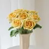 Ramo de Flores de Rosa Tailandesa Tejido a Mano con Ganchillo de 2 Hojas Lana Decoración del Hogar Regalo Creativo Exportación Venta al por Mayor