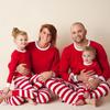 Roupas de Natal Europeias e Americanas da Amazon Transfronteiriças Conjunto de Pijamas para Casa Pai e Filho Pijama de Natal Listrado Vermelho e Branco A001A