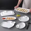 Plato de Melamina para Dumplings Shaxian Plato Comercial para Dumplings con Plato para Vinagre Imitación Porcelana Plato Drenante para Dieta Bocadillos Plato para Papas Fritas Vajilla