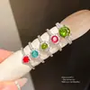 Anel Aberto Europeu e Americano Transfronteiriço com Zircônia Brilhante Flor Oval Anel de Dedo Indicador de Toque de Luxo Leve Anel Exquisito para Mulheres