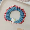 Gatinho Doce e Fofo Jeans Pequeno Intestino Elástico de Cabelo Flor Elástico Alto para Cabelo Feminino Rabo de Cavalo Baixo Acessórios de Cabelo