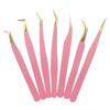 Herramientas para Injerto de Pestañas al por Mayor Pinzas con Patrón de Pez Rosa Dorado Bolsa OPP Empaquetadas Individualmente Pinzas Rosas para Pestañas