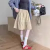 Falda midi para mujer con diseño de bolsillo, cintura elástica, nuevo estilo universitario, falda de longitud media con dobladillo ancho para verano y otoño