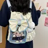 Mochila com cordão de grande capacidade, mochila estilo JK para o campus, mochila estilosa e fofa, mochila transparente para estudantes, para meninas
