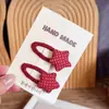 Pinza para el pelo hecha a mano estilo coreano con cuadros rojos, lunares y estrellas para niñas, pinza lateral linda para flequillo, accesorio para el pelo de bebé que no daña el cabello