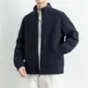 Casaco Cardigan de Lã para Outono e Inverno Masculino, Jaqueta Versátil de Moda Casual em Lã Polar com Gola Alta Masculina, Casaco Masculino