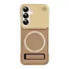 Funda Magnética para Teléfono Móvil con Soporte, Textura de Cuero Sin Bordes, Adecuada para Samsung S25Ultra S24Pluse Mate Anticaídas