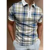 Camisa Polo de Verano de Estilo Nuevo Europeo y Americano Transfronteriza con Cremallera y Estampado 3D, Cuello de Solapa Casual, Manga Corta, Jersey, Ropa Casual