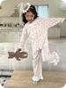 Cardigan infantil de primavera, fio de algodão elástico, estilo coreano, roupas fofas de ar condicionado, pijamas de renda, roupas de casa para bebês