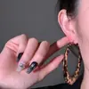 Brincos de Argola Grandes Estampados de Leopardo Geométrico Retro Hey Tao Estilo Nicho Exagerado Elegante Estilo Irmã Brincos Sexy