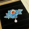 Horquilla de perla Xiangyun azul quemada de estilo antiguo, nueva horquilla china con borla lateral, clip de sentido avanzado, accesorio para el cabello, horquilla para la cabeza