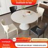 Mesa de jantar e cadeira de prato de pedra simples luz casa de luxo grande e pequeno apartamento nórdico moderno estilo creme puro branco mesa de arroz redonda
