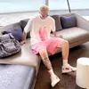 Camiseta Estilo Realista Americano com Estampa de Sacola Plástica, Algodão Puro Pesado de Manga Curta, Corte Solto Casual Versátil para Homens e Mulheres
