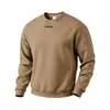 Moletom casual masculino europeu e americano da Amazon, com corte solto, cor sólida, forro de fleece e gola redonda com logo de silicone