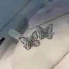 Pendientes de Mariposa de Cristal con Gradiente Azul Morandi de Aguja de Plata Pendientes de Diamante Azul Claro de Alto Nivel para Bailar