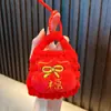 Porta-moedas Chaveiro Flor Tecida Mini Bolsa de Armazenamento de Lã para Meninas Outono e Inverno Pelúcia Pequenos Presentes Atacado