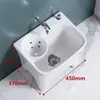 Fregadero de balcón para mopa con reposapiés, lavabo para fregar mopa, lavabo para mopa de suelo con desagüe lateral, con cesta de drenaje, drenaje automático, cerámica, otros