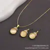Set de Pendientes con Colgante de Piedra Ojo de Gato para Mujer, Cadena de Caja Dorada, Pedrería Rosa Dorada, Set de Collar y Pendientes Empaquetado Individualmente