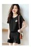 Traje deportivo casual para mujer 2025 Nuevo Verano Estilo Hong Kong Holgado para Correr Sal Manga Corta Pantalones Cortos Conjunto de Dos Piezas