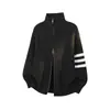 Cárdigan de Punto para Hombre con Cuello Alto Moderno Clásico Versátil Estilo Ligeramente Maduro Primavera y Otoño Holgado Cárdigan de Punto con Doble Cremallera