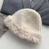 Sombrero de lana de circunferencia de cabeza grande para mujer otoño e invierno versátil que hace que la cara se vea pequeña sombrero de punto invierno engrosado cálido felpa protección para las orejas sombrero de pescador