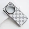 Venta de Liquidación Funda para Teléfono Adecuada para Vivo X200, Cuero Liso Patrón a Cuadros, Funda Protectora Dura Semi-Cubierta Electroplateada para Vivo X200