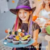 32 Piezas Serie de Colores de Halloween Bola de Espuma Decoración de Pastel Topper para Cupcake Suministros para Fiesta de Cumpleaños de Halloween