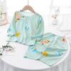 Conjunto de Pijama de Algodón Seda para Niños y Niñas, Ropa de Casa de Algodón Seda de Manga Larga, Ropa de Aire Acondicionado de Dibujos Animados, Absorbe la Humedad y el Sudor