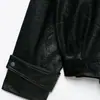 Venta al por mayor de ropa para mujer estilo europeo y americano transfronteriza, nueva colección de otoño, chaqueta de motociclista con efecto piel 4341703