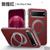 Adecuado para fundas de teléfono Huawei Pura X View, con soporte giratorio y fijación magnética; Funda Pura X View anticaída, color sólido, de cuero genuino