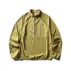 Blusa Masculina de Manga Longa com Zíper Meio e Gola Alta para Esportes ao Ar Livre Estilo Montanha, Tendência Primavera e Outono, Secagem Rápida, Antibacteriana, Proteção Solar, Camiseta Casual