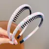 Diadema de Tela a Cuadros para Niñas con Dientes para Bebé, Lazo para el Cabello Antideslizante, Diadema Simple para Fijar Mechones Sueltos Infantiles, Nuevo
