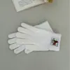 Luvas de Ciclismo Fofas com Forro de Lã à Prova de Vento e Frio para Outono e Inverno, Luvas de Pelúcia com Dedos para Estudantes, Luvas de Imitação de Caxemira para Meninas