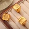 Anillo Único Transfronterizo Desencriptación de Huellas Dactilares Anillo Personalizado para Dedo Índice de Mujer Acero de Titanio Chapado en Oro Joyería de Estilo Casual
