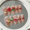 Arte de Uñas Hecho a Mano de Papá Noel para Otoño e Invierno, Regalo Navideño Brillante, Uñas Postizas Removibles, Pegatinas de Arte de Uñas