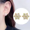Pendientes de Zirconia Incrustada de Venta Caliente de Nuevos Productos Transfronterizos, Pendientes, Pendientes de Perla y Zirconia Geométricos de Moda Personalizados de Gama Alta