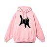 Suéter composto de algodão chinês 320g feminino outono Novo solto comprimento médio estampa de gatinho preto top casual para todas as ocasiões