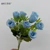 5 Garfos 10 Cabeças Buquê de Rosas Simulado Decoração de Arco Guia de Estrada para Casamento Flores Artificiais Arranjo de Flores para Casa Material de Flores de Seda Atacado
