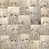 108 Pegatinas de Dibujo Lineal de Chica Hermosa de Cómic Estudiante de Arte Pintura de Animación Dibujos Cuaderno Pegatinas para iPad Impermeable