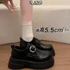 Mocasines de Cuero Genuino con Suela Gruesa para Aumentar la Altura Zapatos de Mujer 2026 Otoño/Invierno Nuevos Zapatos Pequeños de Cuero Punta Redonda Zapatos Mary Jane Zapatos Individuales