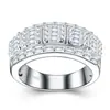 Anillo de Moissanita Personalizado y de Moda de Lujo Ligero, Anillo para Hombre de Plata 925 que No se Desvanece, Anillo de Nicho de Gama Alta al por Mayor