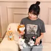 Lindo peluche de cachorro de mascota, tamaño pequeño de dibujos animados con atuendos y bufanda intercambiables, Husky, Bichón, Shiba Inu, juguete de peluche, regalo